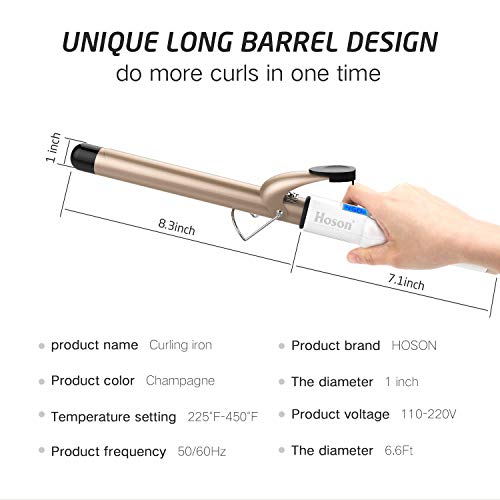 1 Inch Curling Iron Extra Long Barrel for Long Hair (1 inch)