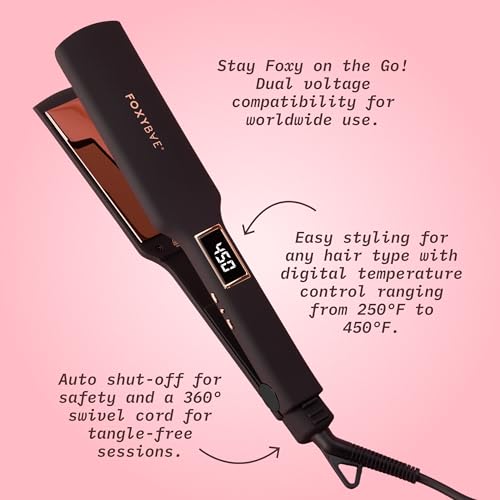 Flat Iron Hair Straightener (Black - Rose Gold / 1.75 Inch)