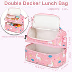 Kids Double Decker Cooler Insulated Lunch Bag Large Tote for Boys (Unicorn)