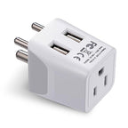 India, Nepal, Bangladesh Travel Adapter Plug with USB-A + USB-C - Type D - Usa Input - Ultra Compact - Safe Grounded Perfect for Cell Phones, Laptops, Camera (CTU-10) (Off White)