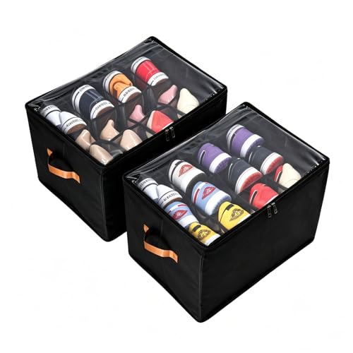 Shoe Organizer for Closet (2Pack Black)