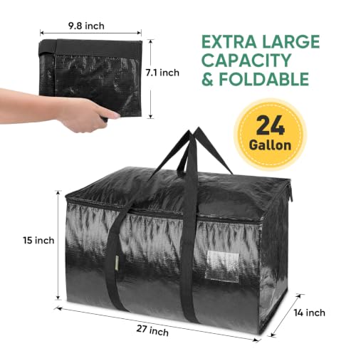 4 Pack Oversized Moving Bags with Reinforced Handles (4-Pack / Black)