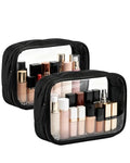 TSA Approved Toiletry Bag Clear Quart Size Travel Bags Makeup Bag (Puffer Black / 2 Pack)