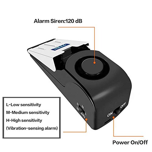 Door Stop Alarm with 120dB Siren (4 Pack)