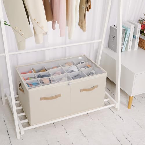 Shoe Organizer for Closet (Beige / Extra Large(26.5''L x 16.54''W x 13.5''H))