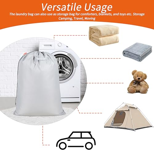 Extra Heavy Duty Laundry Bag with Handles (Silver / 28" x 36" | 1 Pack)