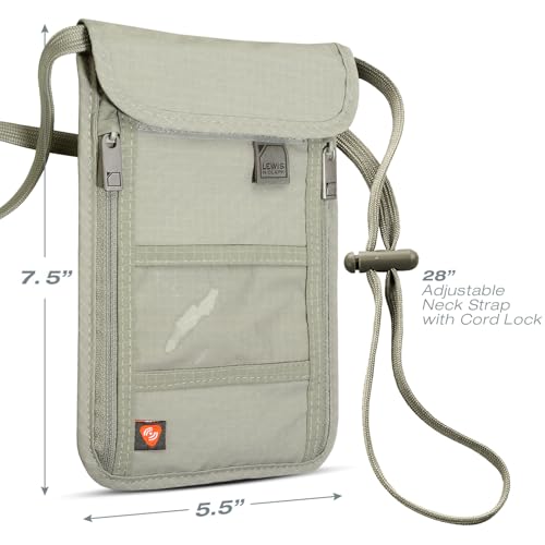 RFID Blocking Stash Neck Wallet (Taupe)