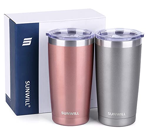 Travel Coffee Mug Set of 2 (Rose Gold & Cool Grey)