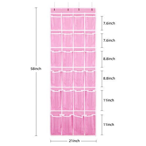 Hanging Shoe Organizer (Pink-1pack of 24 pocket)