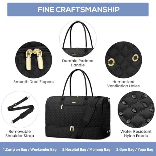 Travel Weekender Duffle Bags for Women (2-Black / X-Large)