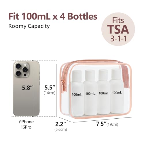 TSA Approved Toiletry Bag (4 Rose Pink / Pure TSA Series (4 Medium))