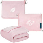 Compact 2-in-1 Travel Blanket Pillow for Airplane Flight, Pink (Pink / 65 x 40 inches)