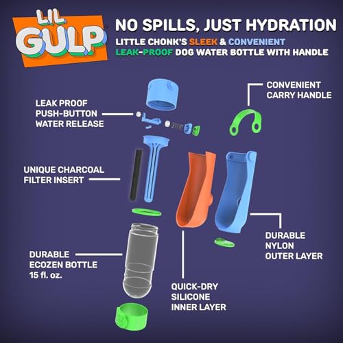 Lil Gulp Dog Water Bottle 15 Fl oz Filtered Portable Travel