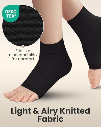 Ankle Compression Sleeve (Black / 15-20mmHg / 1 Pair / Large)