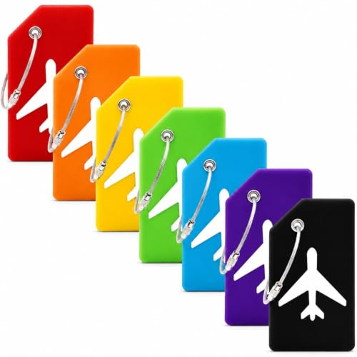 7 Pack Silicone Luggage Tags for Suitcases (Set of 7 / Multicolored)