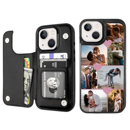Custom Wallet Phone Case for iPhone 15 (Black-E / iPhone 15)
