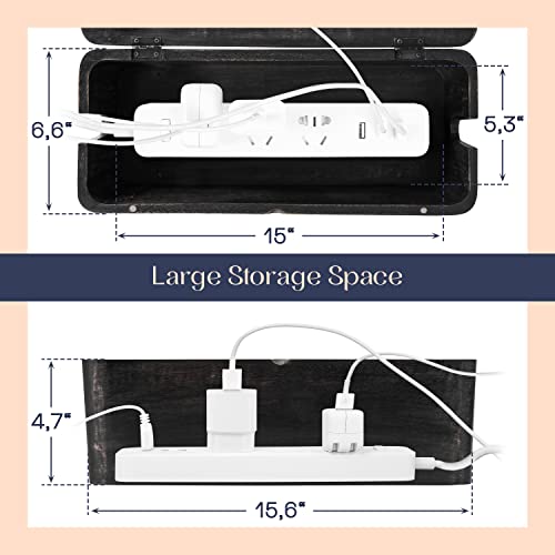 Large Cable Management Box (Rustic Black)