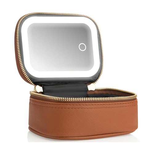 Mini Makeup Bag with Led Mirror (Brown)
