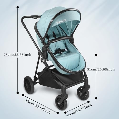 Lite 2.0 Baby Stroller with Newborn to Tollder Mode (Blue)