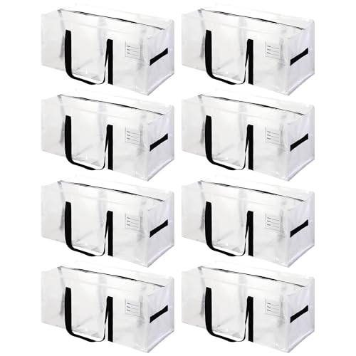 8 Pack Heavy Duty Extra Large Moving Bags with Black Handles (Clearblack-8)
