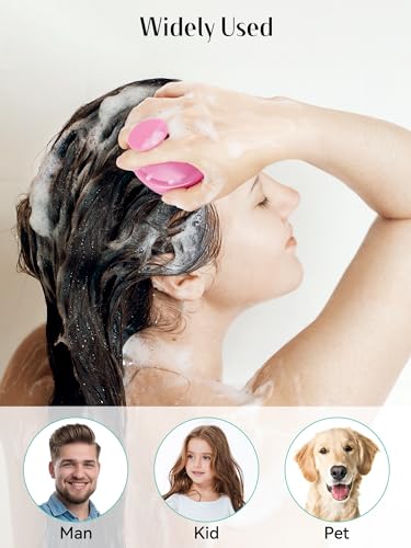 2 Pack Scalp Massager Hair Growth Scrubber for Dandruff Removal (01- Pink & Green)