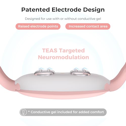 Fashion FDA Cleared Relieve Nausea Electrode Stimulator Morning Sickness Motion Travel Sickness Vomit Relief Rechargeable No Gel Drug Free Wrist Bands Without Side Effects (Pink)