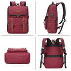 Vintage Backpack Travel Laptop Backpack with usb Charging Port for Women & Men College Backpack Fits 15.6 Inch Laptop Red Brown (Red&brown)