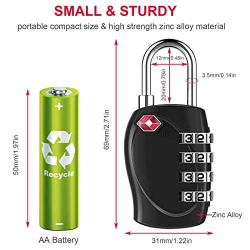 Luggage Locks TSA Approved (Black, 2P)