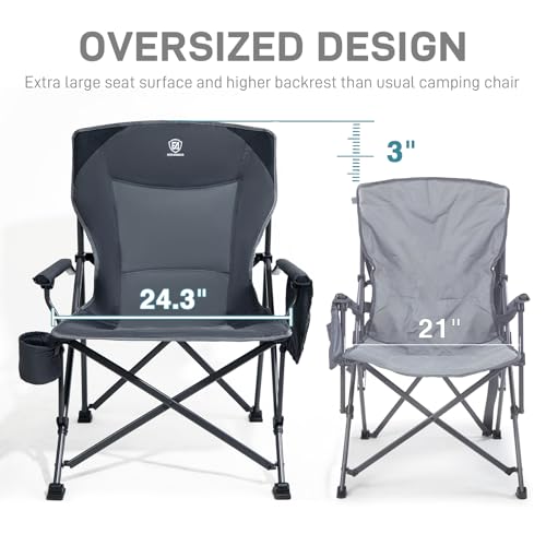 Oversized Folding Camping Chair for Adults (Grey-2pack)