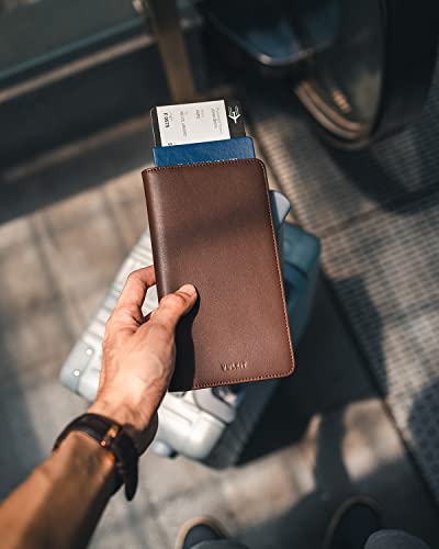 Passport Wallet for Travel RFID Blocking Premium Leather (Espresso)