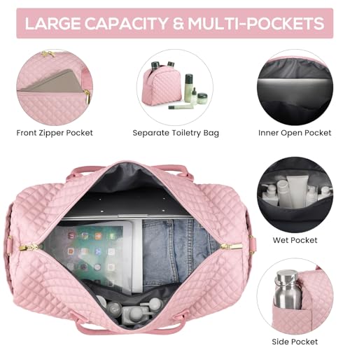 Travel Weekender Bags for Women (1-Pink / 40L-Large)