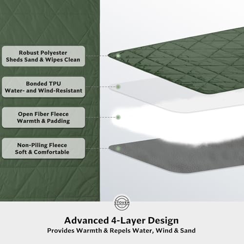 Large Waterproof Outdoor Stadium Blanket (01 - Game Day Green)