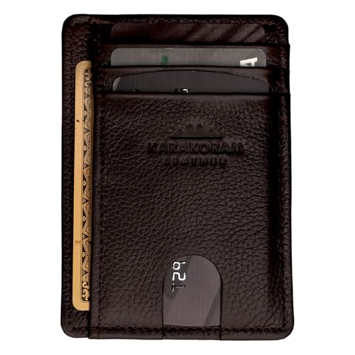 LEATHER Handcrafted Front Pocket Credit Card Holder with RIFD Blocking (Mountain Mocha)