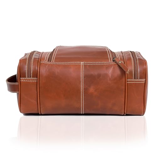 Leather Toiletry Bag for Men (Tan Brown / Men's Toiletry Bag)