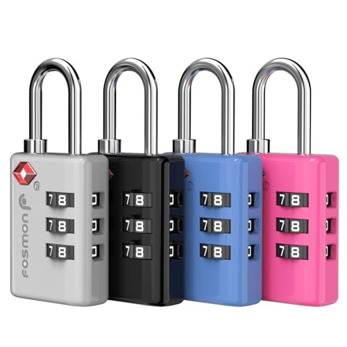 TSA Approved Luggage Locks (3 Digit Multi Color 4 Pack)