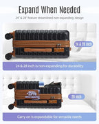 Luggage Sets 3 Pcs Suitcase with Wheel (Black/Brown / 3-Piece Set-20 Inch/24 Inch/28 Inch)