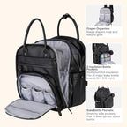 Leather Diaper Bag Backpack (Vegan Leather Black / Large)