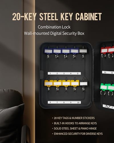 20 Key Steel Key Cabinet (Black / 20 Keys)