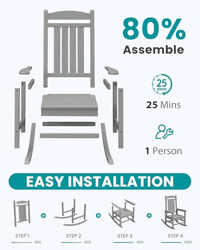 Outdoor Rocking Chair Set of 4 (Light Gray / 4 Packs)