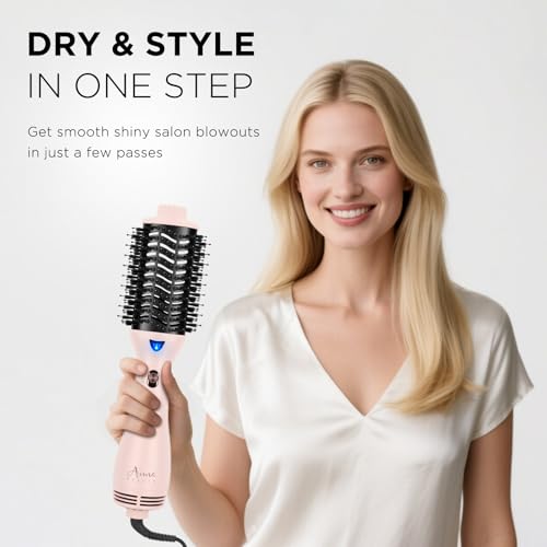 One Step Hair Dryer Brush and Styler Volumizer (Pink / 2.3" Oval Barrel)