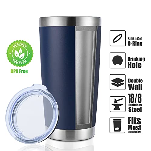20oz Stainless Steel Tumbler Bulk with Lid (12 Count (Pack of 1) / Powder Navy)
