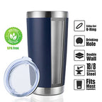 20oz Stainless Steel Tumbler Bulk with Lid (4 Count (Pack of 1) / Powder Navy)