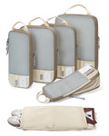 6 Set Compression Packing Cubes for Travel (Antique White / Set of 6)