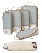 6 Set Compression Packing Cubes for Travel (Antique White / Set of 6)