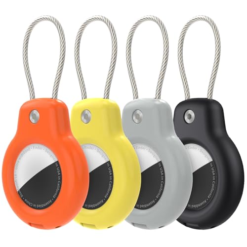 for AirTag Holder Keychain (Black/Grey/Orange/Yellow)