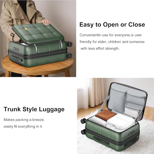 24 Inch Expandable Checked Luggage Hard Shell Suitcase (24 inch / Dark Green)