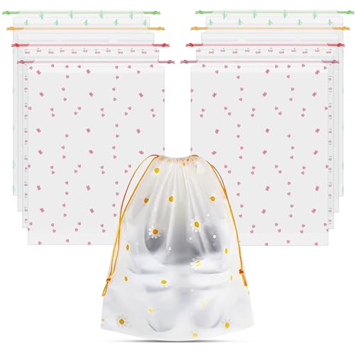 8PCS Travel Shoe Bags with Rope for Men and Women Large Shoes Pouch Organizers (Flower Pattern)
