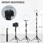 64” Tripod for Cell Phone & Camera with Remote and Phone Holder (64 in)
