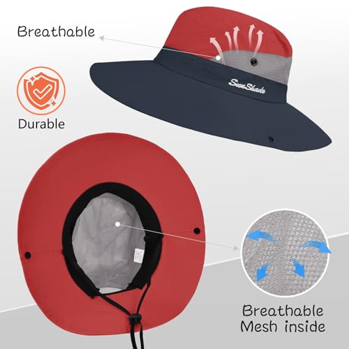 Women's Ponytail Safari Sun Hat (6 3/4-6 7/8 / 1-red)