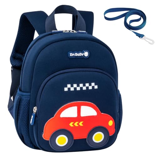 Toddler Backpacks Kids Preschool Cartoon Mini Travel Bag Ages 2 (F-darkblue Car (Can't Fit Folder) / M for Age 2-5)